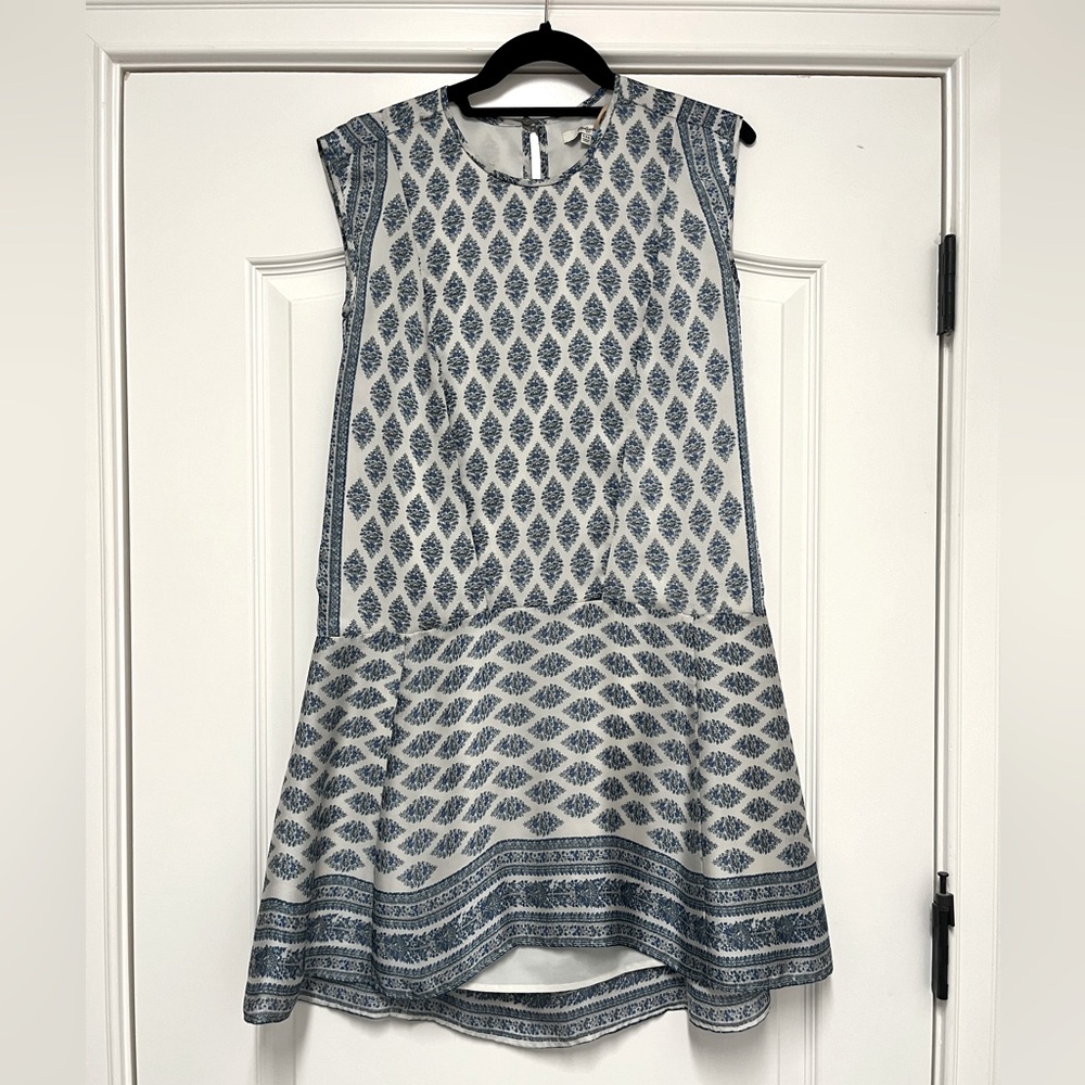 Madewell | Blue Paisley High Low Hem Silk Dress
